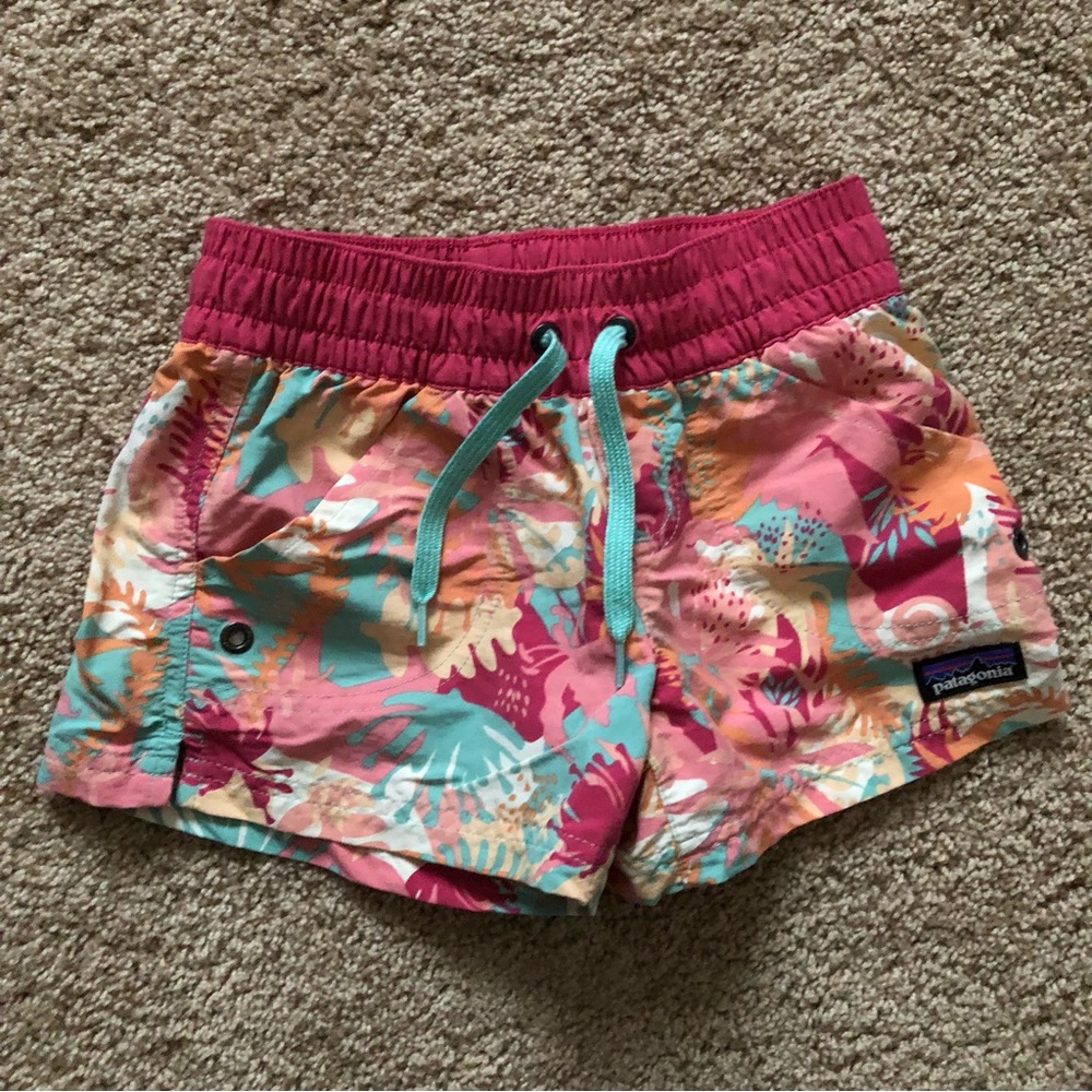 Patagonia Baggies Shorts Girls XS tropical print drawstring quick dry
